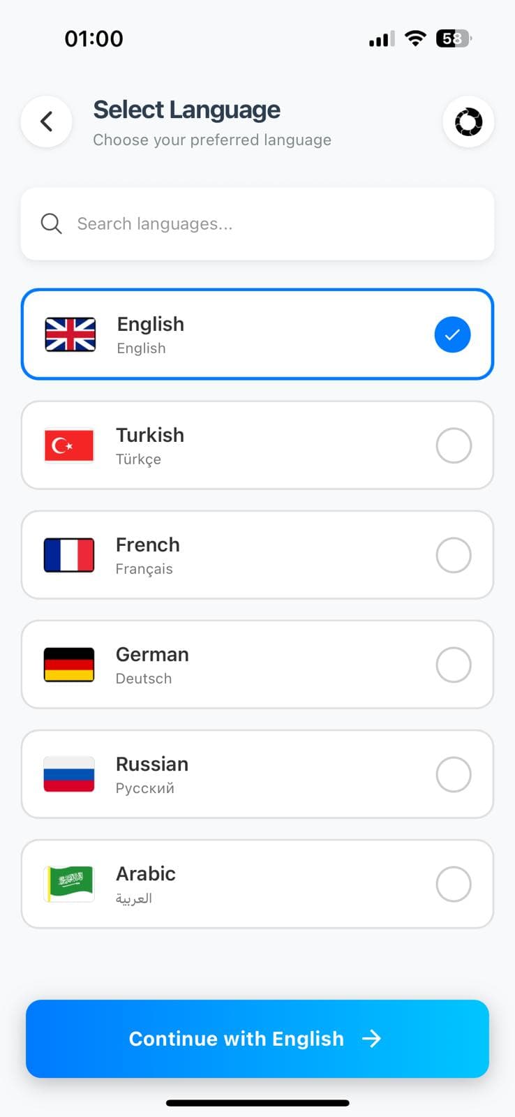 Language Selection